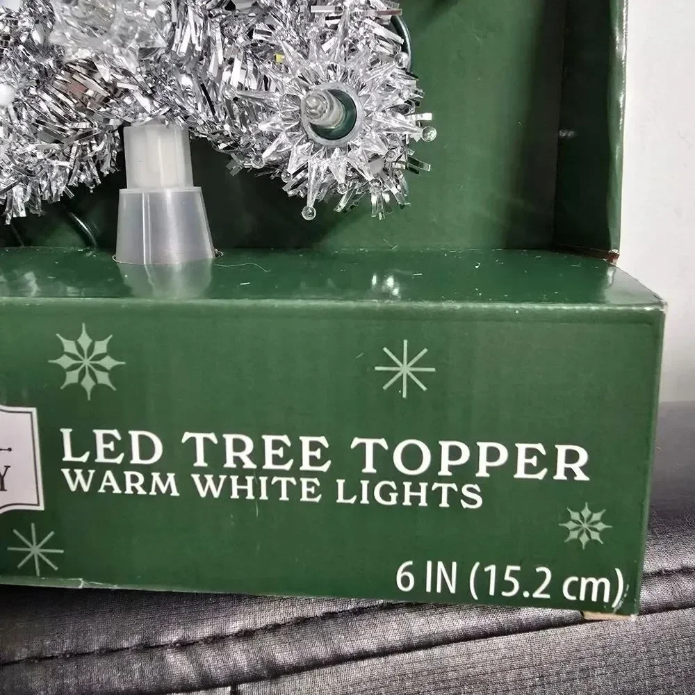 Vintage Holiday Style 11 Light Star Tree Topper Silver Lighted New, 6